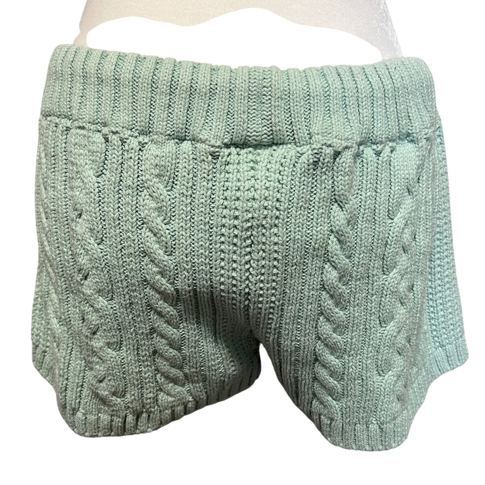 Forever 21 X Pantone Knit Shorts Women's Medium Mint Green Aqua Cable Knit - Picture 2 of 8